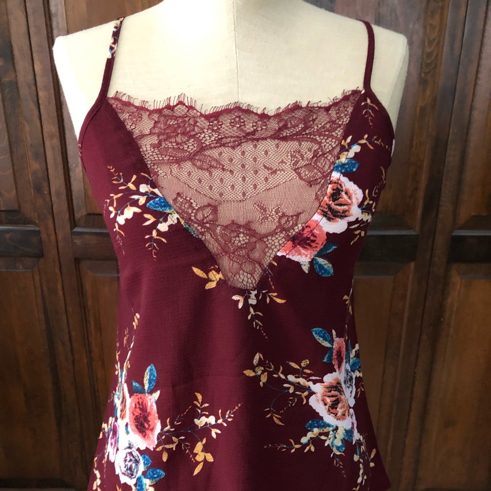 Floral and lace cami style tank